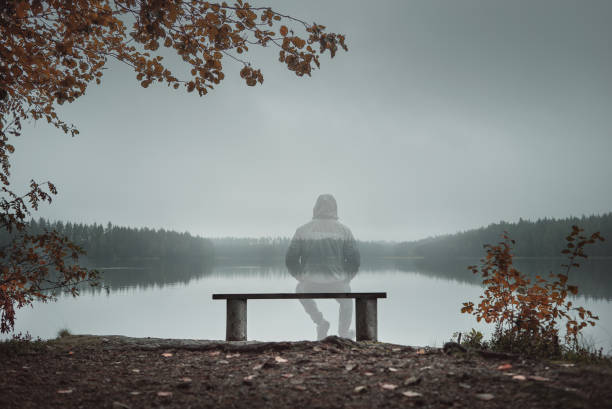 Invisible person sitting on bench